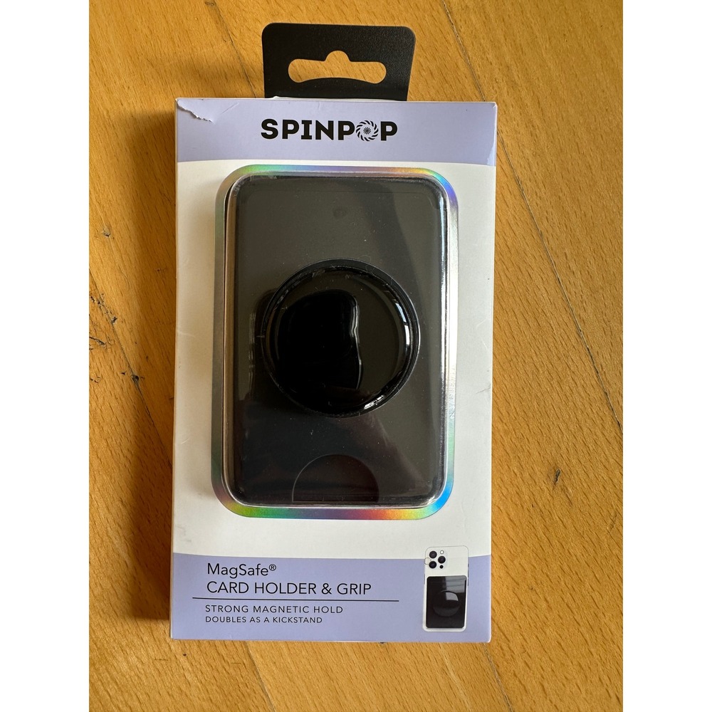 Spinpop MagSafe Card Holder & Grip Black Magnetic Phone Wallet Kickstand SP30237